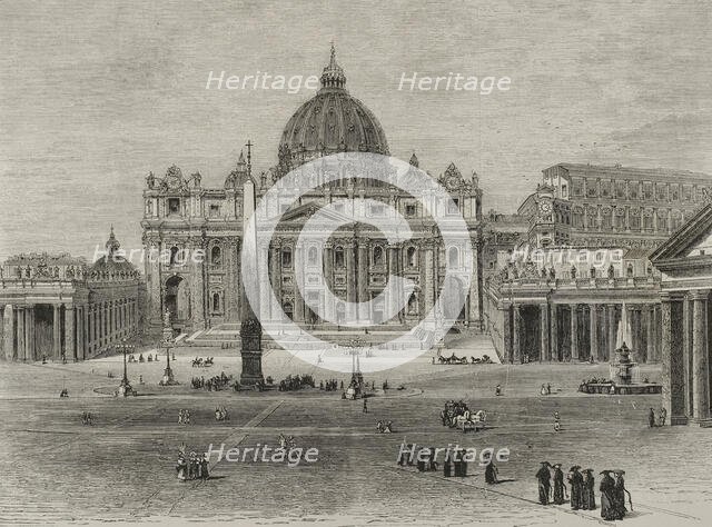 Exterior of St. Peter's Basilica and the Vatican Palace, Rome, 1878.  Creator: Unknown.
