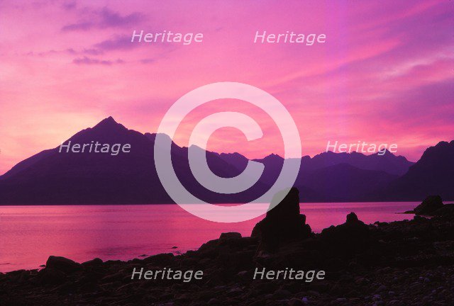 Cuillins from Elgol at Sunset, Skye, Scotland, 20th century. Artist: CM Dixon.
