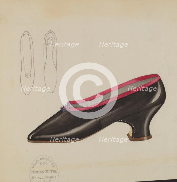 Woman's Slippers, c. 1936. Creator: Esther Hansen.