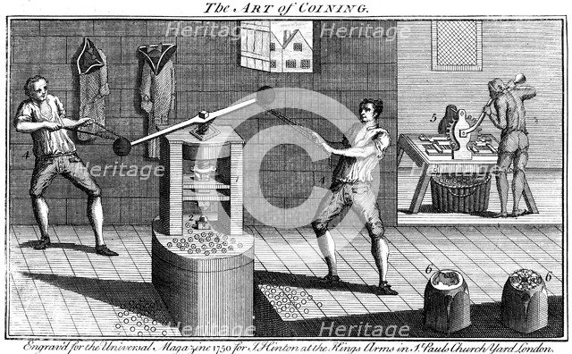 Minting coins, 1750. Artist: Unknown