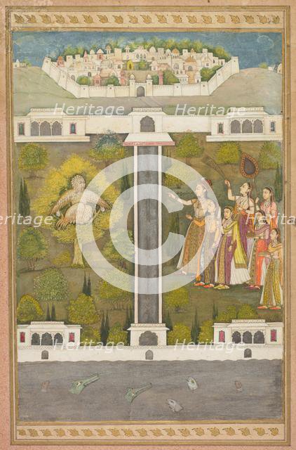 Mahliqa, Daughter of the Emperor of China, Pointing at the Bird-Man Khwaja Mubarak...(verso), c. 171 Creator: Unknown.