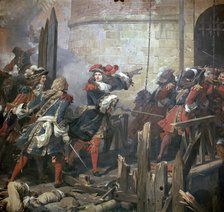 Louis XIV leads the assault of Valenciennes, 17th century.