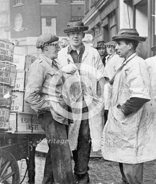 Market porters at Billingsgate, London, 1954. Artist: Unknown