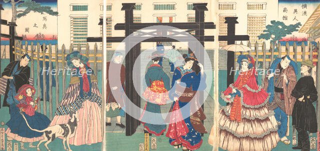 Foreign Business Establishment in Yokohama , 1861. Creator: Sadahide Utagawa.