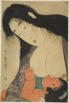 Yamauba Breast Feeding Kintaro, Japan, c. 1801/06. Creator: Kitagawa Utamaro.