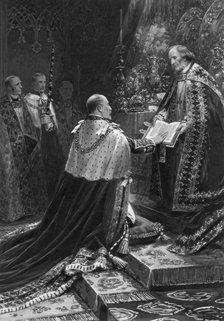 Edward VII taking the oath, 1902. Artist: Unknown