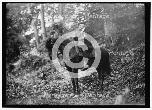 Man on horse in woods, between 1914 and 1917. Creator: Harris & Ewing.