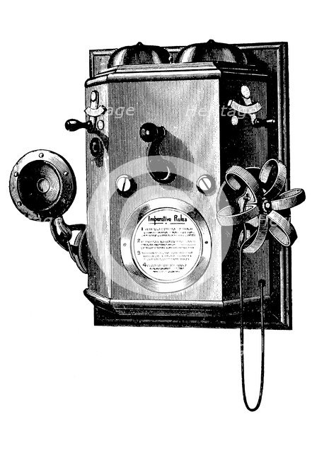 Edison telephone in a wall-mounted box, New York, 1890. Artist: Unknown