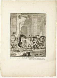 Release from College, from The Games of the Urchins of Paris, 1770. Creator: Jean Baptiste Tilliard.