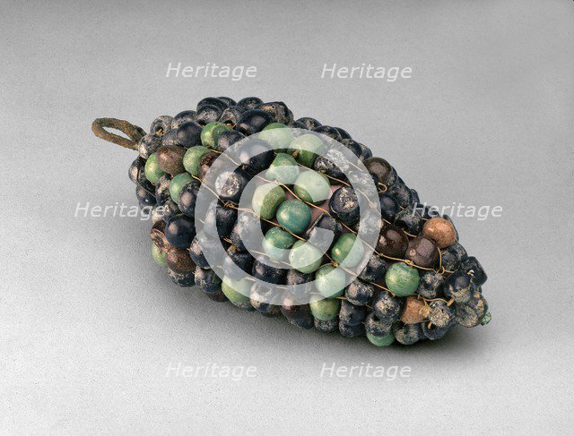 Bunch of glass grapes on a hooked stem of bronze and wood, 1353 BC-1335 BC. Artist: Unknown.