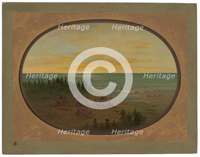 Nayas Village - Indians Bathing, 1855/1869. Creator: George Catlin.