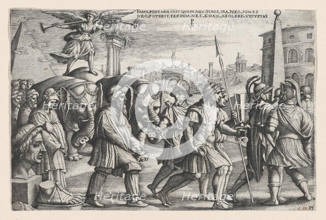 The Triumph of Fame on Chastity, from The Triumphs of Petrarch. Creator: Georg Pencz.