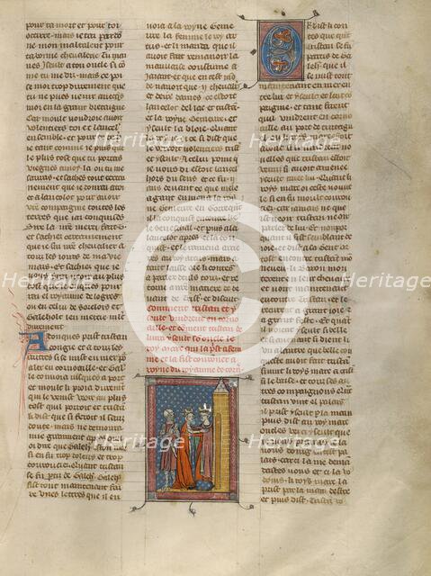 Iseult and King Mark Embracing, about 1320-1340. Creator: Unknown.