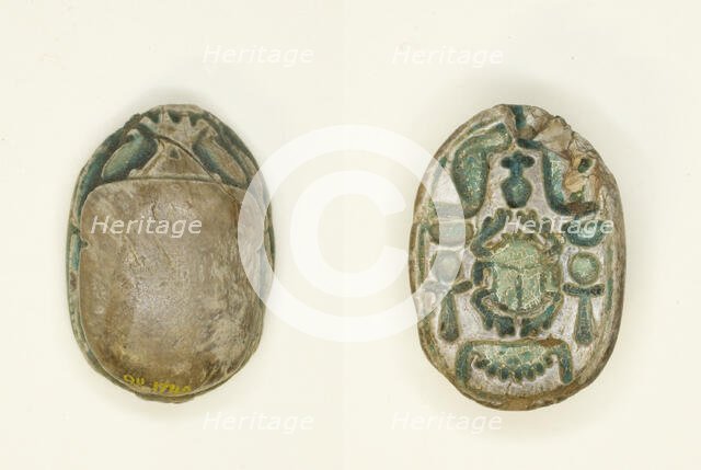 Scarab: Scarab Beetle with Hieroglyphs (cobras, anx-signs, nbw-sign), Egypt, Middle Kingdom, Dynasty Creator: Unknown.