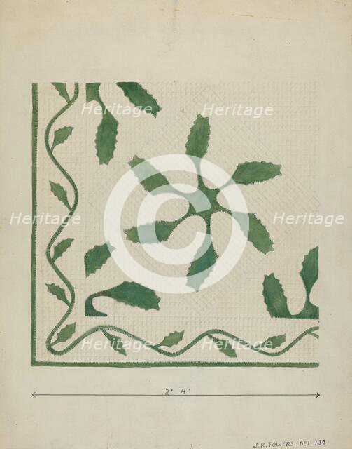 Applique Coverlet, c. 1936. Creator: John R. Towers.