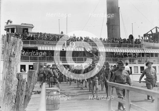 National Guard of D.C. Returning from Camp at Colonial Beach, 1916. Creator: Harris & Ewing.