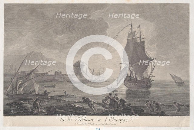 Fishermen at Work, ca. 1763-1800. Creator: J Daulle & Veuve.