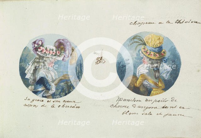 Two Costume Designs or Portrait Types, ca. 1785-90. Creator: Anon.