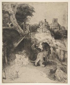 St. Jerome Reading in an Italian Landscape, ca. 1653. Creator: Rembrandt Harmensz van Rijn.