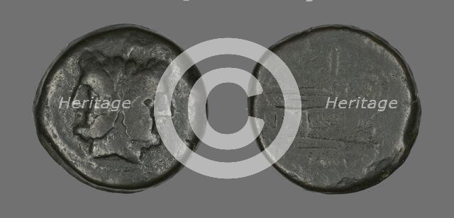 Coin Depicting a Janiform head, 211-208 BCE. Creator: Unknown.