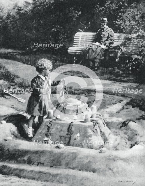 George V and Princess Elizabeth, Craigwell House, Bognor Regis, 1929 (1937).Artist: CE Turner