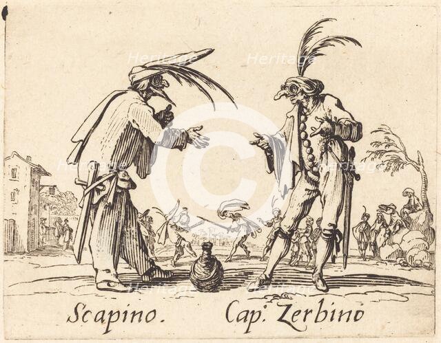 Scapino and Cap. Zerbino, c. 1622. Creator: Jacques Callot.