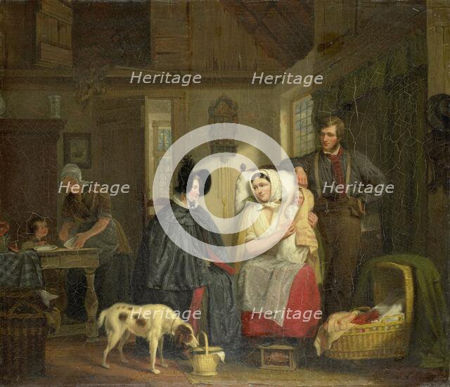 Visit to a New Mother, 1835. Creator: Moritz Calisch.