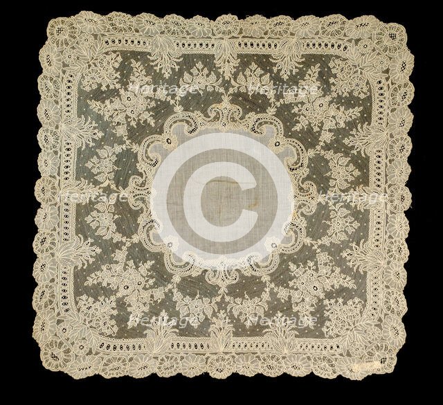 Handkerchief, Belgian, third quarter 19th century. Creator: Unknown.