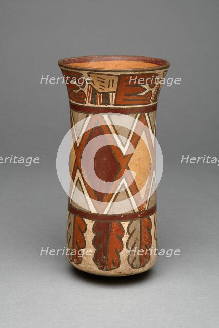 Beaker with Diamond-Shaped Geometric Pattern and Abstract Motifs, 180 B.C./A.D. 500. Creator: Unknown.