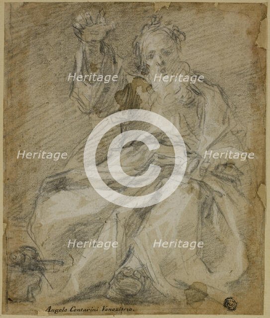 Seated Bearded Figure (Prophet?), c. 1591. Creator: Ferrau Fenzoni.