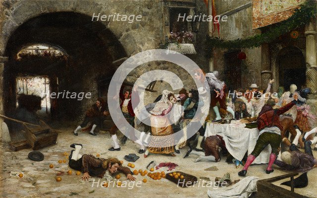 An Interrupted Banquet. Artist: Gárate y Clavero, Juan José (1870-1939)