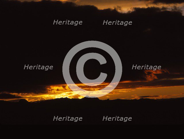 Midnight sky at Herdubreidarlindir in Summer, Iceland, 20th century. Artist: CM Dixon.