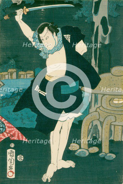 Samurai Warrior. Japanese painting on silk, in a traditional Japanese style. Artist: Unknown