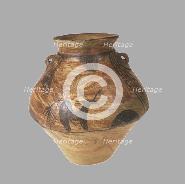 Amphora with Zoomorphic Painting, 3800-3600 BC. Artist: Prehistoric Russian Culture  