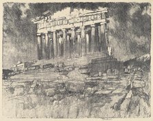 The Facade of the Parthenon, Sunset, 1913. Creator: Joseph Pennell.