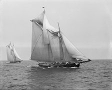 Rose Dorothea, with broken topmast in first Fishermen's Race for Lipton Cup, 1907. Creator: Unknown.