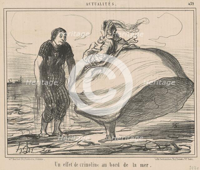 Un effet de crinoline au bord de la mer, 19th century. Creator: Honore Daumier.