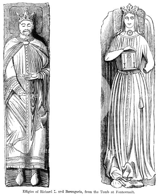 Effigies of Richard I and Berengaria, from the tomb at Fontevrault Abbet, France. Artist: Unknown