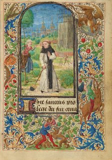 Saint Fiacre and Houpdée; Prayer Book of Charles the Bold, 1469. Creator: Lieven van Lathem.