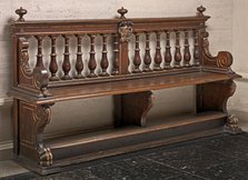 Walnut Bench with Balustraded Back, 16th century. Creator: Unknown.