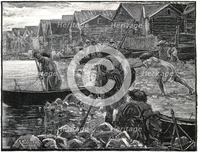 'Fishing among the Thlinkits in Alaska', 1882.Artist: J Whitney