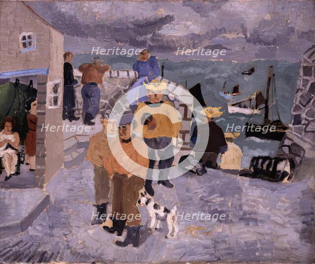 Cornish Fishermen, The Quay, St Ives, 1928. Creator: Christopher Wood.