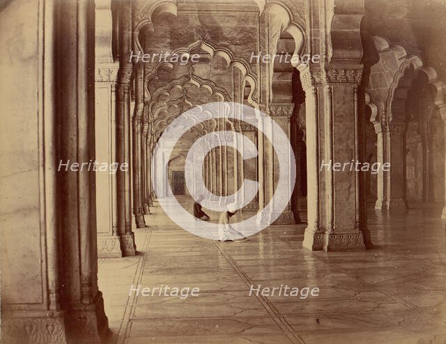 Moti Masjid: Pearl Mosque in Interior of Fort Agra, 1860s-70s. Creator: Unknown.