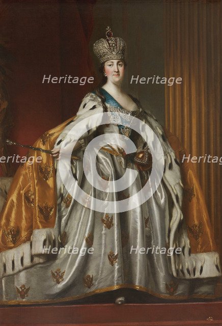 Portrait of Empress Catherine II (1729-1796) in Her Coronation Robes, after 1762. Artist: Erichsen, Vigilius (1722-1782)