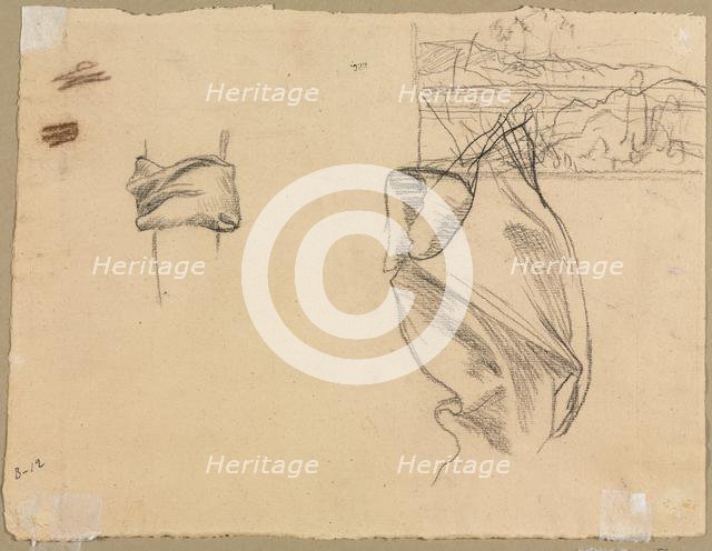 Studies of Drapery and Study of a Landscape (verso), 1800s. Creator: Pierre Puvis de Chavannes (French, 1824-1898).
