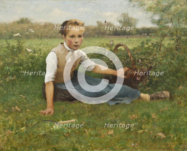 Picking Flowers, 1882. Creator: Hugo Salmson.