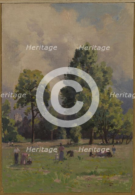Sketch for the town hall of Vincennes: View of the Bois de Vincennes, 1898. Creator: Paul Leon Felix Schmitt.