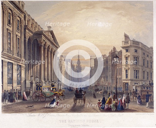 Mansion House (exterior), London, 1851. Artist: Thomas Picken