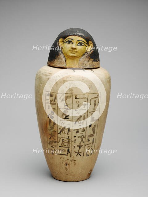 Canopic Jar of the Overseer of the Builders of Amun, Amenhotep, Egypt, New Kingdom, Dynasty 18... Creator: Unknown.