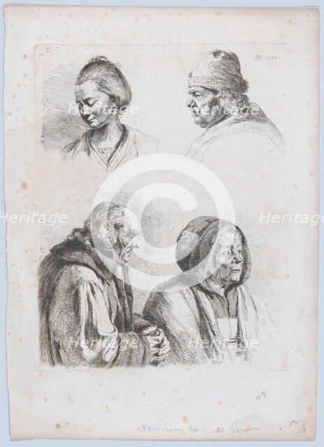 Study of Four Heads, 1770. Creator: Jean-Jacques de Boissieu.
